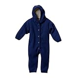 DISANA 100% ORGANIC BOILED WOOL OVERALL ROMPER HOODED NEWBORN/BABY MADE IN GERMANY (3-6 Months, Navy