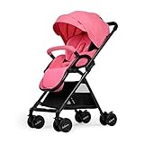(ニュージャパン)ベビーカー 片手開閉タイプ  軽量 折りたたみ式 通気性良い 機内持ち込み可 (ピンク)