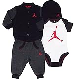 NIKE(ナイキ)エア・ジョーダン 黒グレースタジャン上下セットアップ4点セット (0-6months（身長約60-70cm）) [並行輸入品]