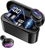 Foximai【2024革新モデル 数字LEDディスプレイ表示】 イヤホン Bluetooth ワイヤレスイヤホン ブルートゥース イヤホン 自動ペアリング Bluetooth5.0 長時間連続再生 完全ぶるーとぅーす Hi-Fi音質 片耳/両耳 左右分離型 小型 軽量 テレワーク/通勤/通学/音楽/ゲーム