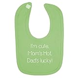 (フロソ) FLOSO 赤ちゃん・ベビー用 I Am Cute, Moms Hot, Dads Luckyプリント ベルクロビブ スタイ (ワンサイズ) (グリーン)