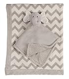 Little Beginnings Double Sided Flannel Fleece Infant Blanket with Elephant Lovie, Gray by Little Beg