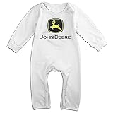 クール 男の子と女の子 ジョン ディア ロゴ 半袖ロンパース 体に合う White Size 24 Months