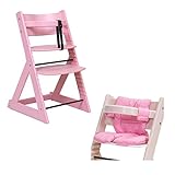 子供用ダイニングチェアー 「マジカルチェアーセット（椅子本体ピンク色＋クッションピンク色）」 木製ベビーチェアー グローアップチェア 専用クッション付き オリジナルハイチェアー