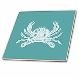 CT _ 164898 InspirationzStoreビンテージアート – ホワイトCrab Etched TealターコイズAquaブルー – Nautical Beach Sea Ocean 