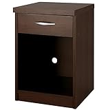 木製 ナイトテーブル チェスト サイドテーブル キャスター付き 机 テーブル 〔ハイタイプ〕 ダークブラウン