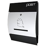 郵便ポスト郵便受け北欧風大型 壁掛け鍵付きマグネット付 ホワイト白色猫柄ポストpm195