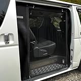 【ZERO HOUSE】ハイエース 200系 虫除け 防虫ネット 蚊帳 全型式対応 スライドドア用 標準 ナロー ボディ バン S-GL(スーパーGL) ワイド ボディ ワゴン GL 1型 2型 3型 4型 5型 6型 7型 8型 アウトドア キャンプ サーフィン 着替え 車中泊 (運転席側（右側）スライドドア用, ブラック×ブラック)