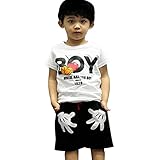 (ラランドリー) laraandlory 夏 男の子 2点セット 半袖Tシャツ+ショートパンツ (120/4-5歳, ホワイト)