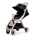 babysing K-GO 折りたたみ ベビーカー 軽量 ベビーカー ハイシートベビーカー 4輪ベビーカー 機内持ち込み可 コンパクトに収納可能 一年中通用 (ブラックゴールド)