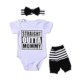 SCFLIFE 3本新生児ベビー服幼児幼児用レタープリントボディースーツ+ヘッドバンド+レッグウォーマー衣装 セット (80)