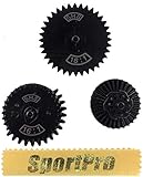 SHS製 14006 電動ガン メカボックス Ver 2,3用 16:1ギアセット メタル製 - ブラック 【SportPro クリーニングクロス付】