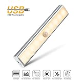 OJA 10 LED センサーライト室内用 高輝度 自動点灯/消灯 USB充電式 人感センサーライト マグネット付き 貼り付け型ライト 屋外照明 廊下/階段/玄関/地下室/トイレ/ワードローブ/ガレー