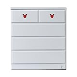 アルファタカバ ディズニー家具新生活にピッタリのカラフルキッズチェストミッキー取っ手付き 80cm幅4段エスターホワイト (ピンク)