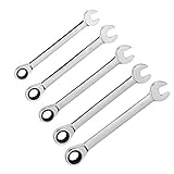 Flameer 高品質　可逆 ラチェットレンチ（5本）　メトリック　8-14mm　ソケット　ラチェットスパナ　スチール　お買い得