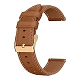 LuFiYa 18 mm 時計バンド 替えベルト For Huawei Watch GT 6 / GT 5 / GT4 (41mm)/GT 5 Pro 42mm/Huawei Watch 5 42mm 用 18ミリ 腕時計バンド コントラストステッチ ビジネス風 柔軟 男女通用 革ストラップ Garmin Venu 4 /Venu 3S (41mm) 対応 レザー時計ベルト (ブラウン)