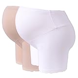 Hibote ２点セット　マタニティ　妊娠　調整可能　コットン製　オーバーバンプ　下着　ショーツ　ズボン肌色&ホワイト/XL