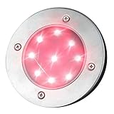 hjuns-Wu 5色光源 九つLED電球 埋め込み式 ガーデンライト 地上ランプ 屋外光路庭装飾 埋め込み式防水ライト 防犯ライト ガーデン、庭、芝生、公園に適うアウトドア用ライト Ｃ:赤色光