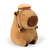Ditucu かわいいカピバラ ぬいぐるみ ストロベリーハット ソフト カピバラ ぬいぐるみ おもちゃ 抱きしめるギフト 子供用 ブラウン 9インチ