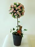 光触媒（造花） トピアリーフラワー（Ｍサイズ）絞りピンク　花の部分が球状で、とてもかわいいトピアリーです。贈り物・母の日・新築祝・開店祝・誕生日・記念日・卒業式・入学式・ギフト・お歳暮・お年賀に