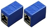 【Amazon限定】LANケーブル用中継コネクタ コンパクト ギガビット RJ45 延長 Cat7 Cat6 Cat5eコネクタ プラグ 8P8C メス-メス (2個, ブルー)