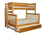 Bedz King Mission Style Twin Over Full Honey Bunk Bed with End Ladder and Full Trundle [並行輸入品]