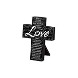 High Quality Small Metal Black Love Desktop Cross, 3 3/4 x 5