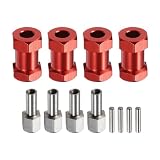 uxcell 4個セット 12mm ホイールヘックスドライブハブアダプターコンバイナーカプラー アルミニウム製20mm延長ナット付き 1/10 RCクローラーカーパーツ レッド