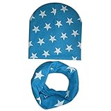 Goenn かわいい 赤ちゃん帽子スカーフ 秋冬ベビーマフラー 幼児 ソフトコットン 男の子/女の子 0-2歳 帽子とスカーフセット (スガイブルー)