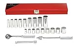 Wright Tool 338 3/8" Drive, 12 Point Standard and Deep Socket Set 3/8" to 7/8" (21-Piece) [並行輸入品]