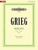 Partition classique EDITION PETERS GRIEG EDVARD - SONATA NO.1 IN F OP.8 - VIOLIN AND PIANO Violon