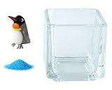 花市場直送便 ミニチュアガラス キングペンギン & カラーサンド ブルー & 植え込み用グラス ニューブロックS