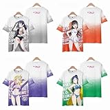 [アミーユ] ラブライブ Tシャツ 半袖 Aqours 高海千歌 桜内梨子 松浦果南 黒澤ダイヤ 渡辺曜 津島善子 LoveLive! コスプレ衣装 夏服 3Dプリント インナーシャツ 丸襟 上着 痛い服 T-Shirt 男女兼用 プレゼント (高海千歌,2XL)