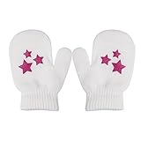 かわいい 幼児 星 パターン 手袋 3-6歳 キッズ　ミトン ソフト 暖かい 編み 手袋 Fashion Gloves（ホワイト　星）