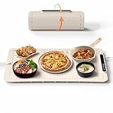 COWSAR 卓上保温プレート 食品 保温プレート シリコーンナノ素材 耐久性・防滴性・防汚性・耐油性 3 段階温度調節 (60℃/80℃/100℃) 自動電源オフ機能 弁当保温・発酵対応 家庭食事会・日常使用に最適 (ホワイト)