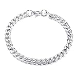[Rockyu] ブレスレット メンズ シルバー 銀色 23cm CZ キューバブレスレット ステンレス鋼 金属アレルギー対応 簡約 シルバー シンプルブレスレット 記念日 プレゼント