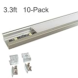 inshareplus LEDアルミチャンネルプロファイル、アルミ押し出しwithオイスターホワイトカバーUフラッシュマウントfor 8 mm 10 mmシングル行3528 5050 LEDストリップ