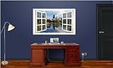48" Window Scape Instant View City of Chicago in Morning 1 HUGE Wall Graphic Sticker Decal Mural Hom