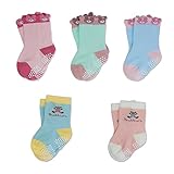 Baby Toddler Kids Antiskid Socks Non Anti Slip 5 Pairs Cotton Sock for Girls Boys Cartoon Bear 1-2 Y