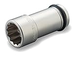 トネ(TONE) インパクト用ロングソケット(12角) HP6NW-32L100 差込角19.0mm(3/4") 二面幅32mm