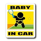 わーるどくらふと BABY IN CAR テニスバージョン ステッカー （きいろ）