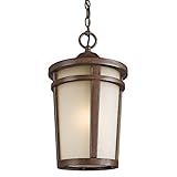 49074BSTFL Atwood 1LT CFL Exterior Post Lantern, Brown Stone Finish with Light Umber Seedy Glass by 