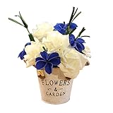結婚式のための人工花/パーティーテーブル装飾- 白いバラと青い蝶の花