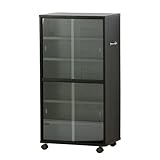 【Amazon.co.jp限定】クロシオ CDビデオ収納 ワイド 黒木目 幅53cm