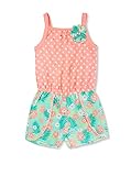 Little Lass乳児幼児用女の子オレンジ&グリーントロピカルドットロンパース24ヶ月