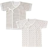 (チャックル) chuckle 星&ボーダー新生児短肌着2枚組 グレー 50-60cm P6732-00-00