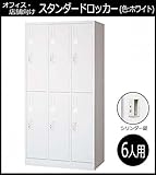 オフィス・店舗向け スタンダードロッカー ホワイト 開閉表示付シリンダー錠 6人用ロッカー 3連2号2段 COM-L67-W