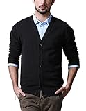 [Match マッチ] カーディガン メンズ ジャケット Vネック セーター コットン ニット シンプル 無地 綿 長袖 ボタン 春秋冬 ビジネス トップス カジュアル 大きいサイズ(L， ブラック)