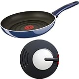 【セット買い】 ティファール フライパン 25cm ガス火専用 「 グランブルー プレミア フライパン 」 チタン プレミア 5層コーティング D55105 + 24~30cm対応 蓋セット 取っ手つき T-fal 【IH非対応】
