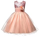 (ラボーグ)La Vogue 子供ドレス キッズ ワンピース 女の子 スカート ガールズ フォーマルドレス スパンコール 花 発表会 結婚式 ベビー お嬢様 ピンク 140